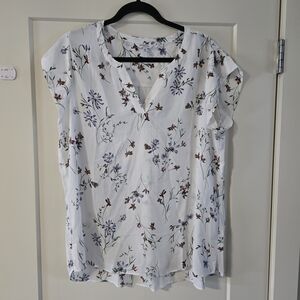 Reitmans White Blouse with Floral Design